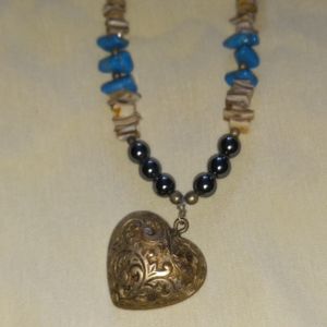 Turquoise and heart necklace